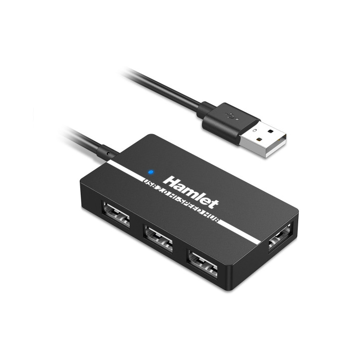 HAMLET HUB USB 2.0 SLIM  A 4 PORTE AUTOALIMENTATO